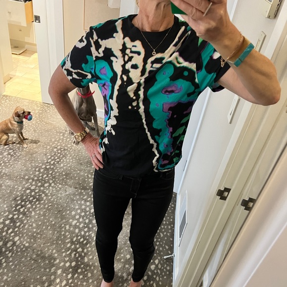 Christopher Kane print turquoise black white t shirt medium 100% cotton - Picture 2 of 13